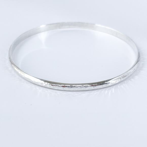 Vintage Sterling Silver 925 Hammered Bangle Bracelet 8” - Picture 3 of 7